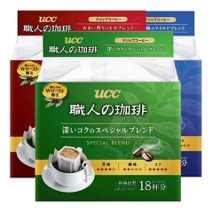 日本进口悠诗诗（UCC）上岛优希西职人三色滤挂滴漏挂耳式黑咖啡 7g*18包/包 绿包（深厚浓郁）*