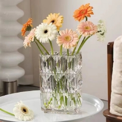 巴卡拉璀璨玻璃烛台卢索扁方矩形客餐厅卧室装饰摆件水晶花瓶水培 华月