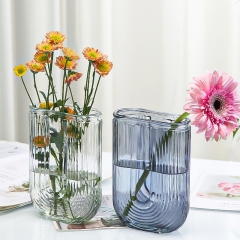 玻璃花瓶网红ins风摆件客厅插花透明创意鲜花郁金香水养百合水培 U型透明色花瓶