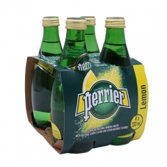 法国巴黎水（Perrier）无糖气泡水充气天然矿泉水 柠檬味330ml*4