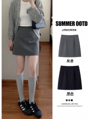 灰色西装包臀短裙女春夏季高腰显瘦a字防走光学院风半身裙