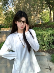 白色基础款内搭纯棉圆领长袖T恤女秋冬季新款宽松打底衫上衣 M 白色 白色基础款内搭纯棉圆领长袖T恤女秋冬季新款宽松打底衫上衣 M 白色